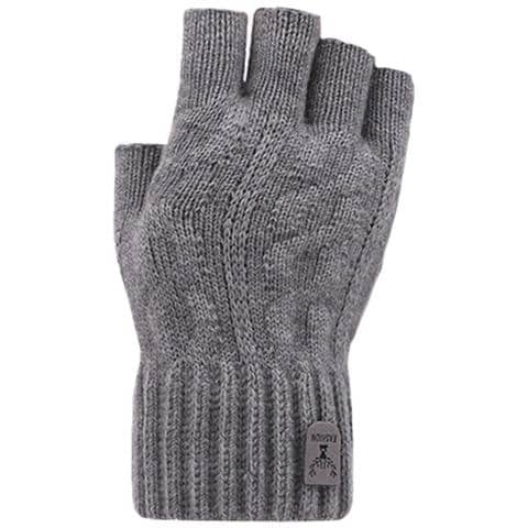 Guanti Senza Dita Lavorati A Maglia In Misto Alpaca Grey - Foto 2