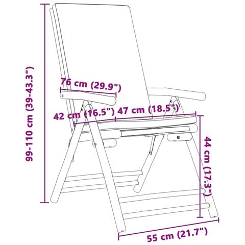 Sedie da Giardino Reclinabili 4 pz Cuscini Grigio Scuro Bambù - Foto 2