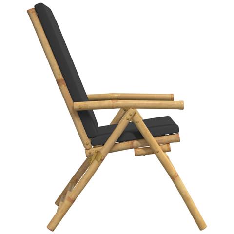 Sedie da Giardino Reclinabili 4 pz Cuscini Grigio Scuro Bambù - Foto 9