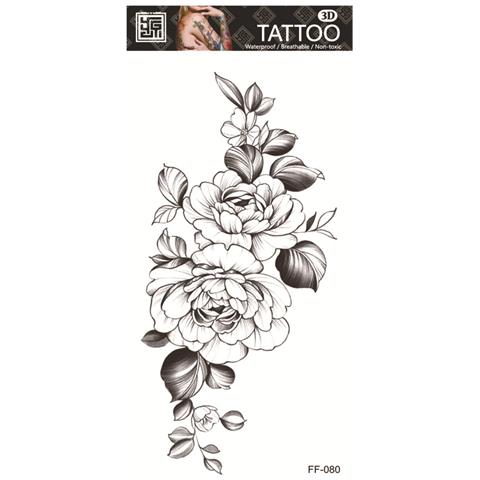 Tatuaggio Temporaneo Floreale Nero - Impermeabile E Di Lunga Durata Modello 1 - Foto 1