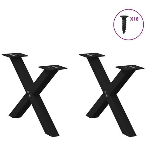 Gambe Tavolino Da Caffè A X 2 Pz Nero 50x(30-31) Cm In Acciaio - Foto 3