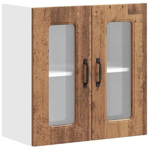 Pensile Da Cucina Con Porta In Vetro Kalmar Legno Vecchio - Foto 2