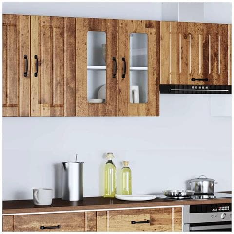 Pensile Da Cucina Con Porta In Vetro Kalmar Legno Vecchio - Foto 3