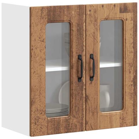 Pensile Da Cucina Con Porta In Vetro Kalmar Legno Vecchio - Foto 1