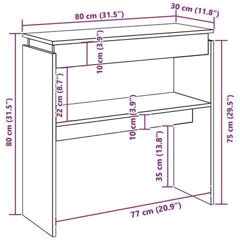 Tavolino Consolle Legno Antico 80x30x80 Cm In Truciolato - Foto 2