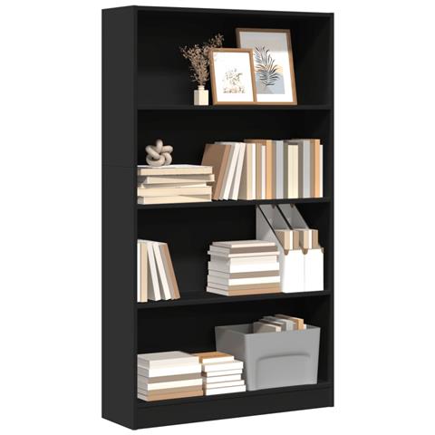 Libreria Nera 80x24x143 Cm In Legno Multistrato - Foto 1
