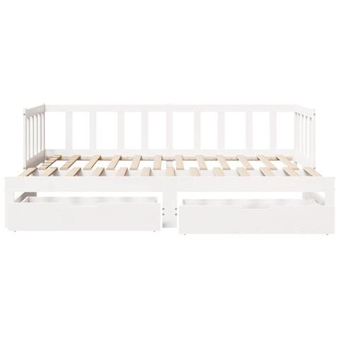 Letto Estraibile con Cassetti senza Materasso Bianco 90x200 cm - Foto 10