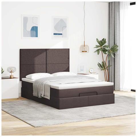 Struttura Letto Pouf Con Materasso 140x190 Cm In Tessuto - Foto 3