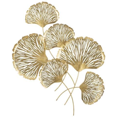 Decorazione In Metallo 3d Foglia 28 - Oro - Metallo - 75x5,5x101 Cm - Foto 1