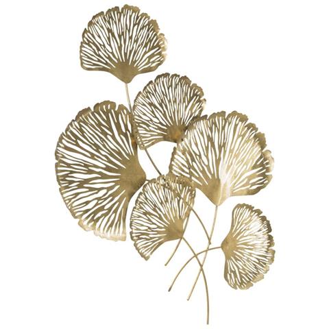 Decorazione In Metallo 3d Foglia 28 - Oro - Metallo - 75x5,5x101 Cm - Foto 2