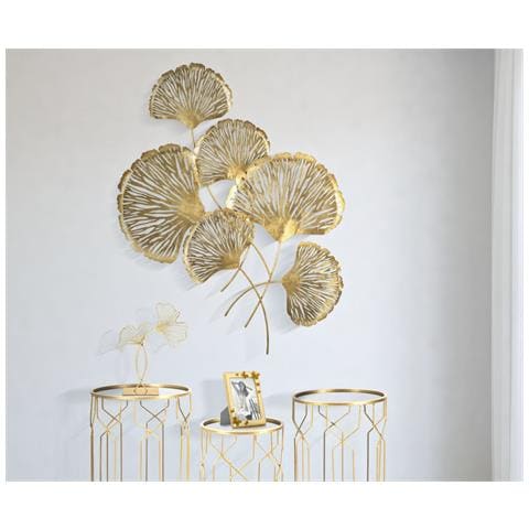 Decorazione In Metallo 3d Foglia 28 - Oro - Metallo - 75x5,5x101 Cm - Foto 8