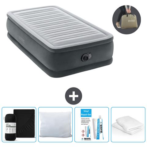 Set Materassino Gonfiabile - 191x99x46 Cm - Lichtgrijs - Include Accessori Coordinati - Foto 1