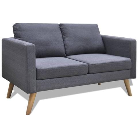 Divano A 2 Posti In Tessuto Grigio Scuro - Foto 2