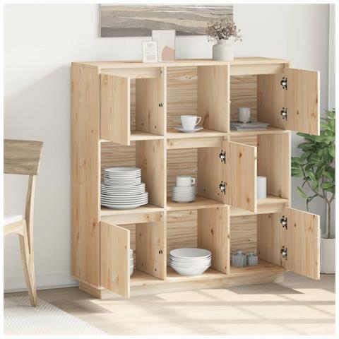 Credenza 110,5x35x117 Cm In Legno Massello Di Pino - Foto 2