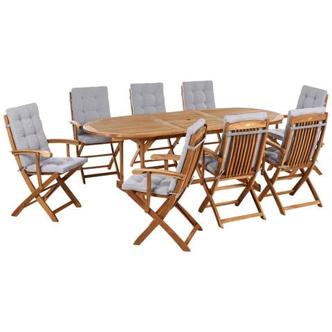 Set Da Pranzo Da Giardino 8 Posti Maui Premium Legno D \'acacia Grigio Melange - Foto 2