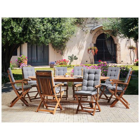 Set Da Pranzo Da Giardino 8 Posti Maui Premium Legno D \'acacia Grigio Melange - Foto 1