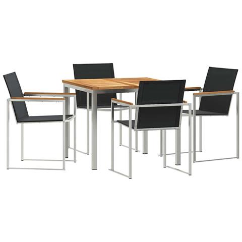 Set da Pranzo da Giardino in Legno Massello di Teak in 5 Pezzi, Tavolo da Pranzo All'aperto 90x90x74.5 cm in Legno Massello di Teak - Foto 1