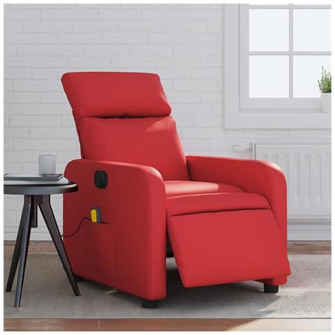 Poltrona Massaggio Elettrica Reclinabile Rosso Similpelle - Foto 2