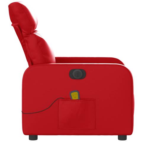 Poltrona Massaggio Elettrica Reclinabile Rosso Similpelle - Foto 9