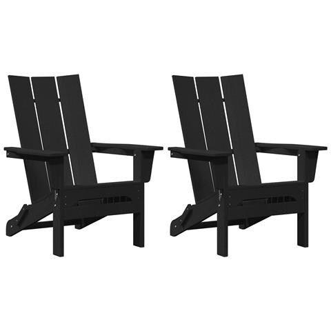 Sedie Adirondack Pieghevoli  2 pz Nero 74.5x80.5x90 cm HDPE, Sedia Adirondack Pieghevole Nera  74.5x80.5x90 cm HDPE - Foto 1