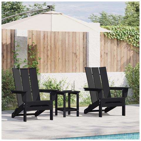 Sedie Adirondack Pieghevoli  2 pz Nero 74.5x80.5x90 cm HDPE, Sedia Adirondack Pieghevole Nera  74.5x80.5x90 cm HDPE - Foto 2