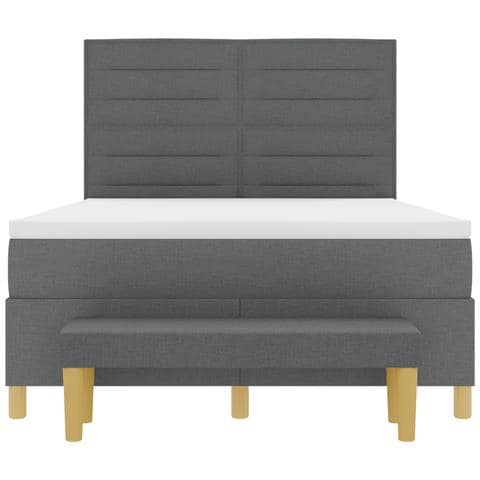 Letto con Box Spring con Materasso e Panca Grigio Scuro 140x200 cm Tessuto - Foto 9