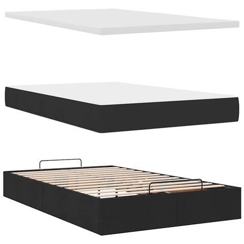 Pouf Letto con Materasso e LED Nero 120x190 cm in Tessuto - Foto 9