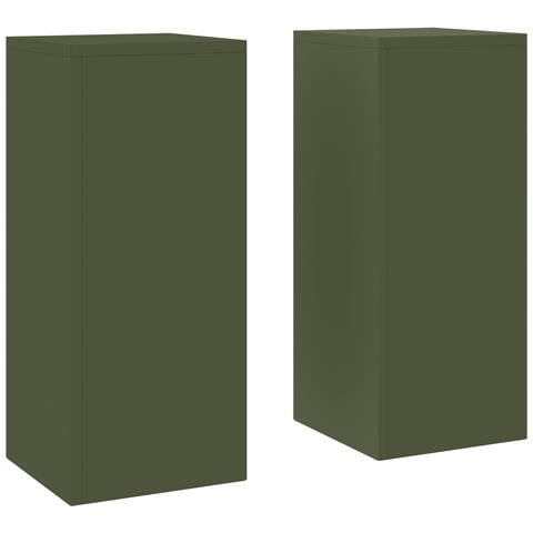 Supporti per Piante da Esterno Pillar 2 pz Verde Oliva 24x24x55 cm Acciaio - Foto 1