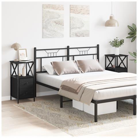 Comodini 2 pz Nero Rovere 34x35,5x70 cm Legno ingegnerizzato - Foto 2