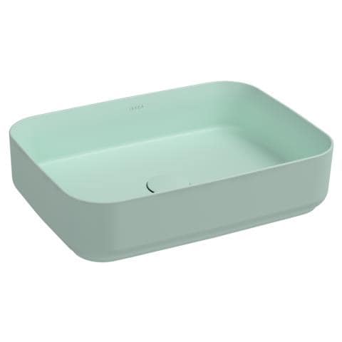 Lavabo Rettangolare Da Appoggio Senza Troppo Pieno In Ceramica Senza Foro Rubinetto - Menta Opaco - Foto 1
