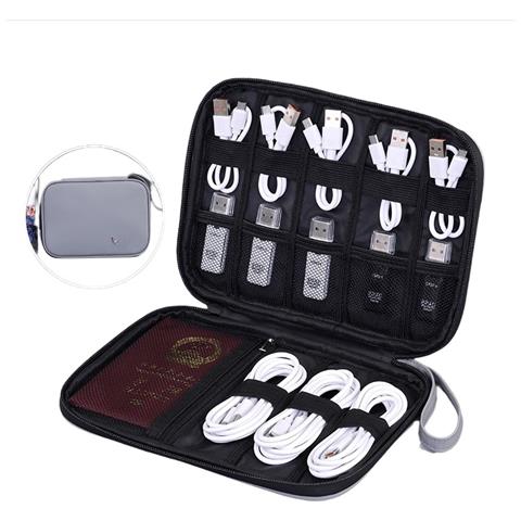 Custodia Portatile Per Archiviazione Digitale - Organizzatore Universale Per Accessori Compatibile Con Cavi, Unità Usb, Caricabatterie E Documenti Grey - Foto 2