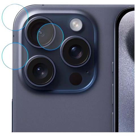 4 Lotti Di Protezioni Per Obiettivo Fotocamera Per Iphone 15 Pro Vetro Ibrido 6h, Trasparente - Foto 1