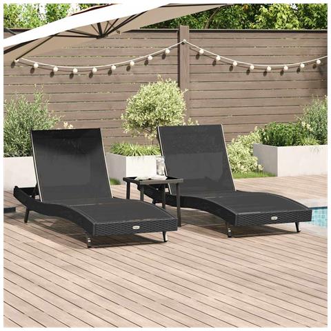 Lettini prendisole 3 pcs Nero 40 x 40 x 40.5 cm polyrattan - Foto 2