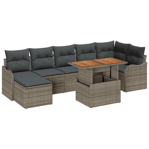 Set Divano da Giardino 8 pcs Grigio Poly Rattan - Foto 1