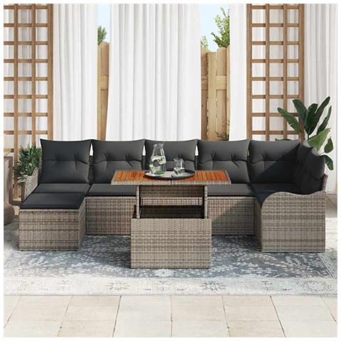 Set Divano da Giardino 8 pcs Grigio Poly Rattan - Foto 2