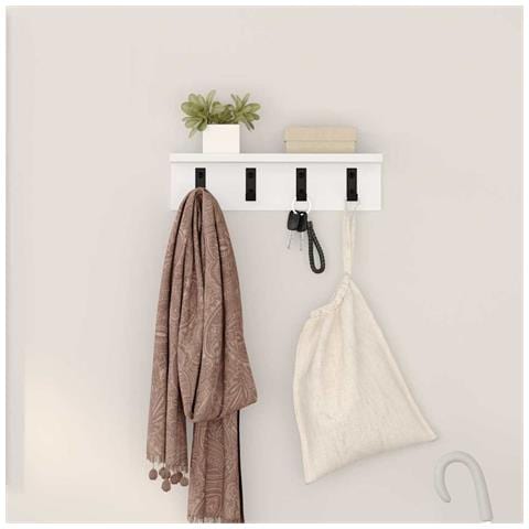 Appendiabiti a muro con lo scaffale Bianco 40 x 10.5 x 10.5 cm - Foto 2