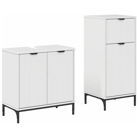 Set di mobili per il bagno con cassetto 2 pcs Bianco lucido - Foto 1