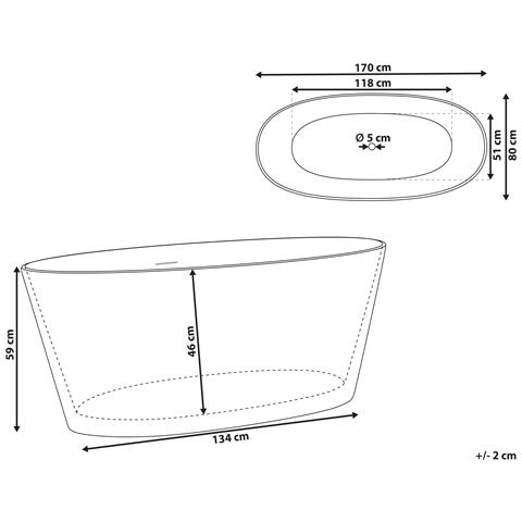 Vasca Da Bagno Freestanding Chubut 170 X 80 Cm Bianco - Foto 7
