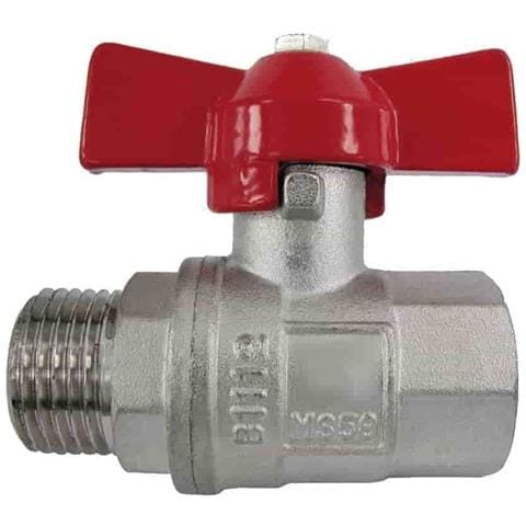 Valvola A Sfera 1/2 Pollice Con Maniglia A Farfalla  Ottone Nichelato Ig Ag - Foto 1