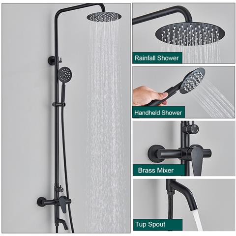 Colonna doccia, Blackswan, tipo M174, modello nero regolabile, con bocca girevole, misura 137 cm - Foto 2