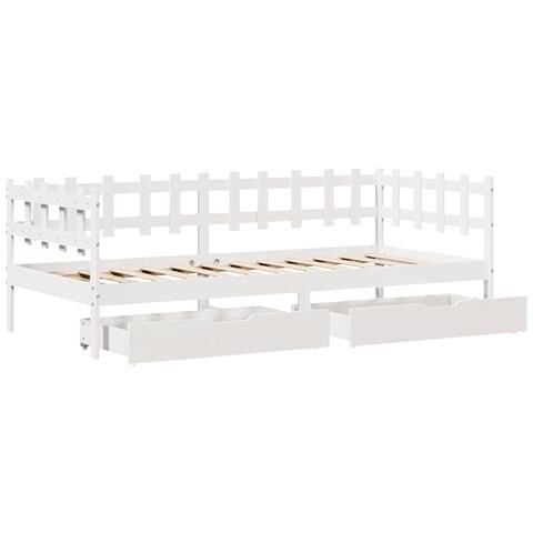 Dormeuse con Cassetti Bianca 80x200 cm Legno Massello di Pino - Foto 9