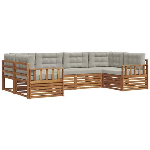 Set divani con cuscino 6 pcs Grigio Naturale e Chiaro - Foto 1