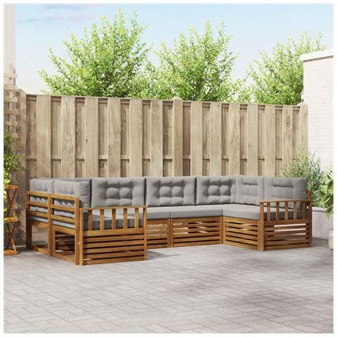 Set divani con cuscino 6 pcs Grigio Naturale e Chiaro - Foto 2