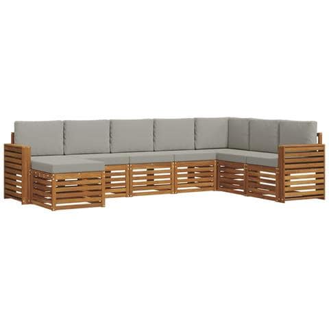 Set divani con cuscino 8 pcs Grigio Naturale e Chiaro - Foto 1