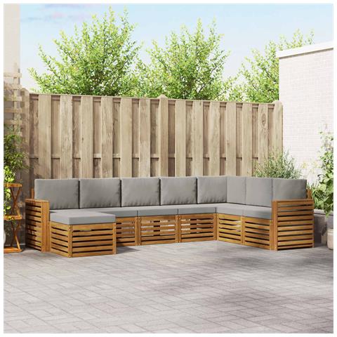 Set divani con cuscino 8 pcs Grigio Naturale e Chiaro - Foto 2