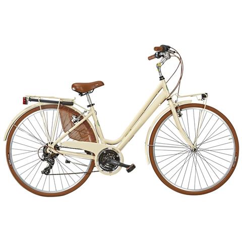 Bici Donna Telaio Alluminio Linea Vintage Misura 28 Bicicletta Cambio 21v City Bike Vintage Completa Accessori Dettagli Marroni - 44 Panna - Foto 1