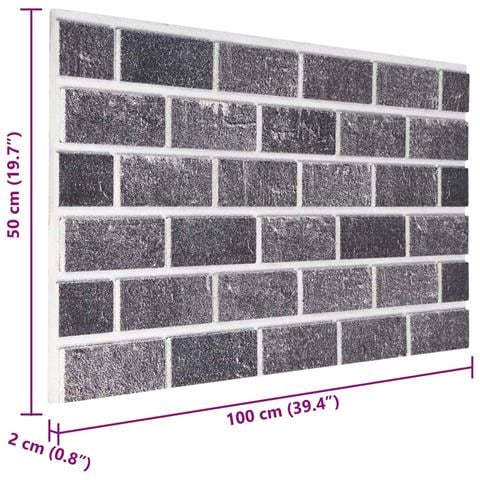 Pannelli da parete 10 pcs Nero e Grigio 100 x 50 cm Schiuma EPS - Foto 4