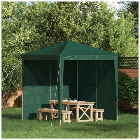 Parete per tenda da festa 2 pcs Verde 200 x 195 cm PE e Acciaio - Foto 2