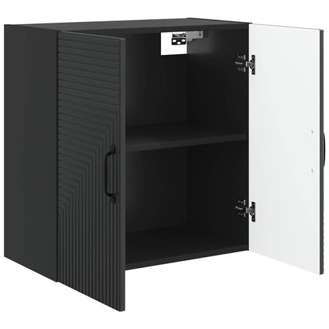 Mobiletto a muro Nero 59 x 31 x 60 cm Legno ingegnerizzato - Foto 2