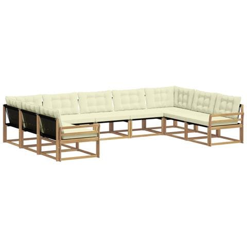 Set di divani da esterno con cuscino 9 pcs Bianco e Crema - Foto 1